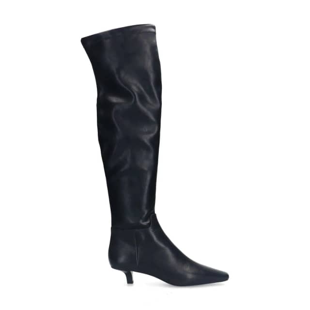 Sacha Zwarte hoge stretch laarzen met kitten heel