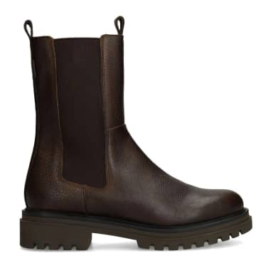 Manfield Bruine Leren Chelsea Boots Met Elastieke Sluiting