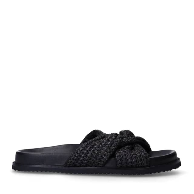 Sacha Zwarte gevlochten slippers