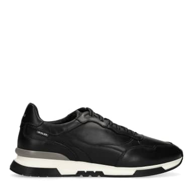 Van Lier Zwarte Romeo Leren Sneakers Met Veters