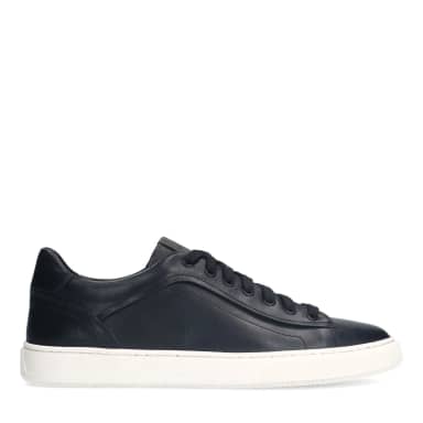 Manfield Zwarte Leren Sneakers Met Veters