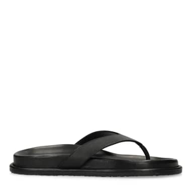 Zwarte leren slippers