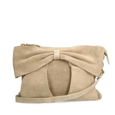 Manfield Manfield Beige Suède Schoudertas Met Ritssluiting