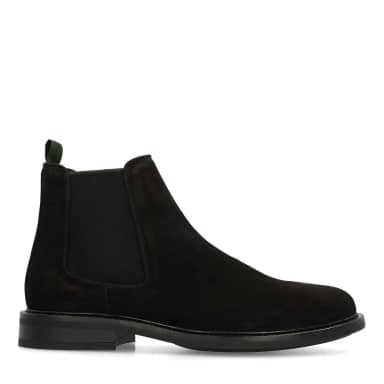 Manfield Zwarte Suède Chelsea Boots