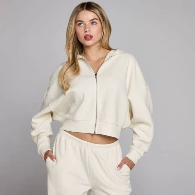 Myprotein MP Dames Waffle Hoodie met Rits - Ivoor