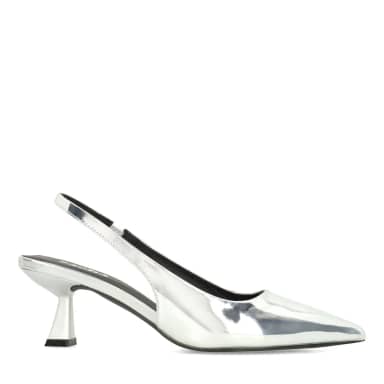 Zilveren metallic slingback pumps