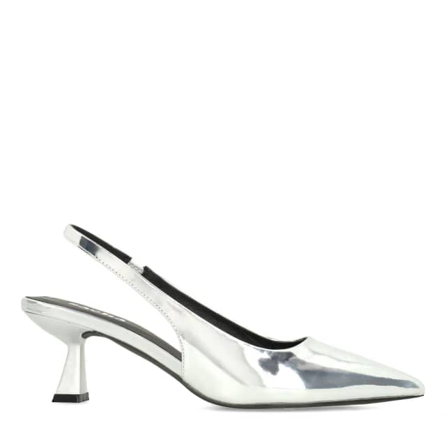 Sacha Zilveren metallic slingback pumps