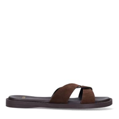 Manfield Bruine Suède Slippers