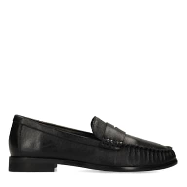 Manfield Zwarte Leren Loafers
