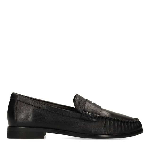 Manfield Zwarte Leren Loafers