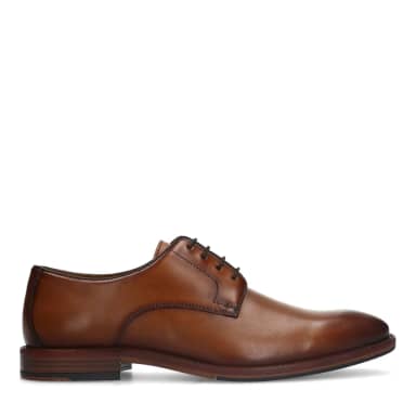 Manfield Cognac Leren Veterschoenen
