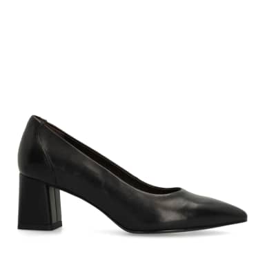 No Stress Zwarte Leren Pumps Met Blokhak Van 6 Cm