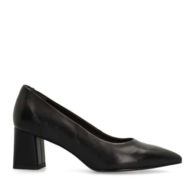 No Stress Zwarte Leren Pumps Met Blokhak Van 6 Cm