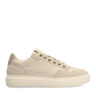 Manfield Grijze Suède Sneakers Met Veters