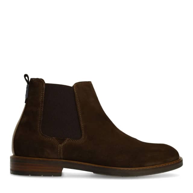 Van Lier Donkerbruine Boston Suède Chelsea Boots Met Elastieke Sluiting