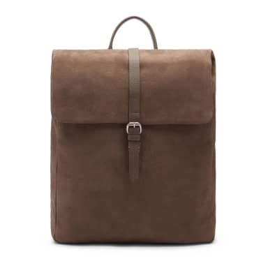 Manfield Manfield Taupe Nubuck Rugzak Met Gespsluiting