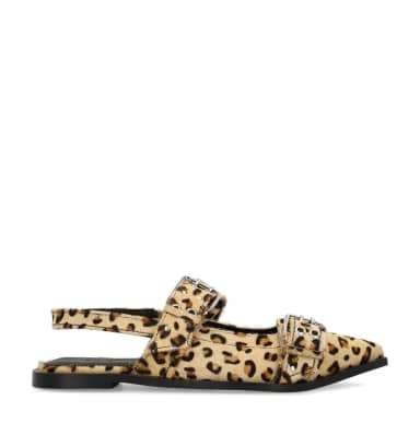 Sacha Leopard buckle slingbacks