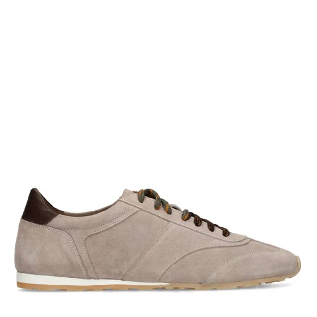 Manfield Grijze Suède Sneakers Met Dubbele Veters
