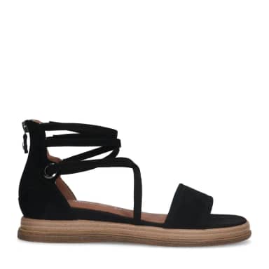 No Stress Zwarte Suède Sandalen Met Bandjes Met Ritssluiting