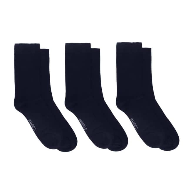 Manfield 3-pack Donkerblauwe Bamboe Sokken