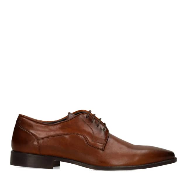 Manfield Bruine Leren Veterschoenen