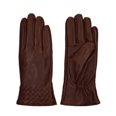 Manfield Burgundy leren handschoenen met gevlochten details