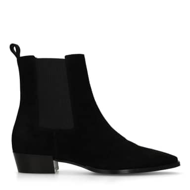 Manfield Zwarte Suède Chelsea Boots Met Blokhak Van 3 Cm