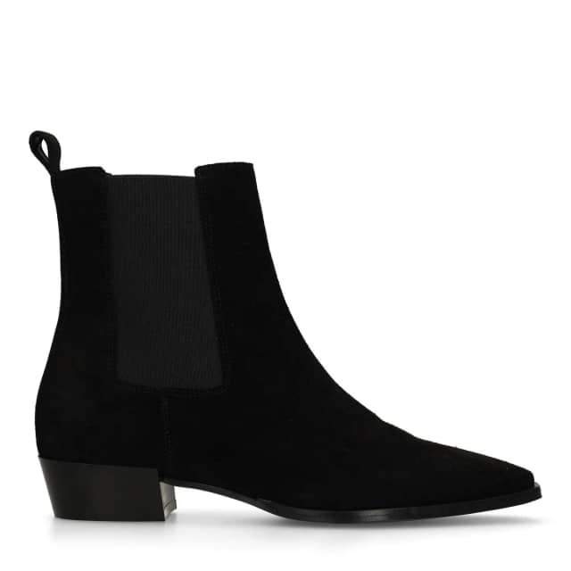Manfield Zwarte Suède Chelsea Boots Met Blokhak Van 3 Cm