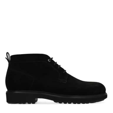 Manfield Zwarte Suède Veterschoenen