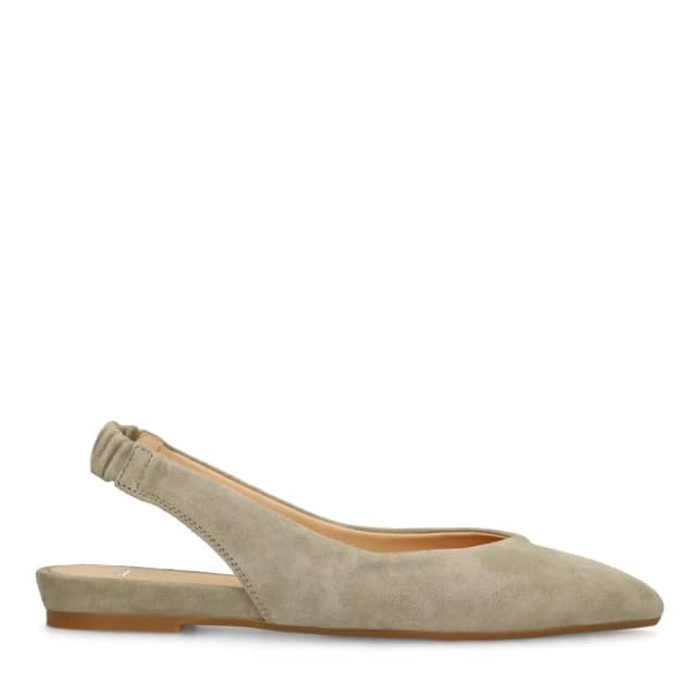 Manfield Groene Suède Slingbacks Met Elastieke Sluiting