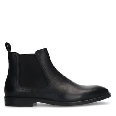 Manfield Zwarte Leren Chelsea Boots