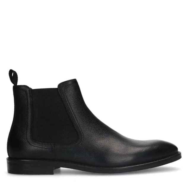 Manfield Zwarte Leren Chelsea Boots