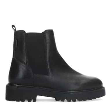 Manfield Manfield Zwarte Leren Chelsea Boots Met Blokhak Van 3 Cm Met Ritssluiting