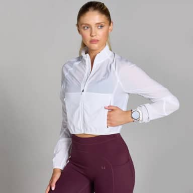 Myprotein MP Velocity nauwsluitend en gecropt windjack voor dames - Wit