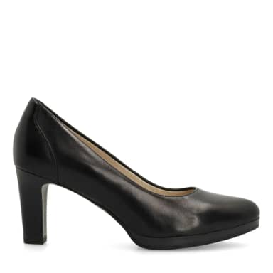 No Stress Zwarte Leren Pumps Met Blokhak Van 7 Cm