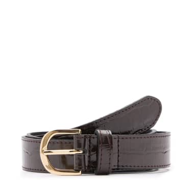 Manfield Manfield Donkerbruine Leren Croco Riem
