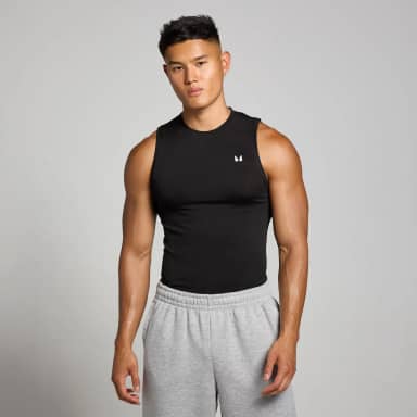 Myprotein MP Tempo naadloos hemd met opdruk van pilaar voor heren - Zwart