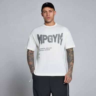 MP Heren Lift Burnout Katoen Grafisch T-Shirt - Retro Wit