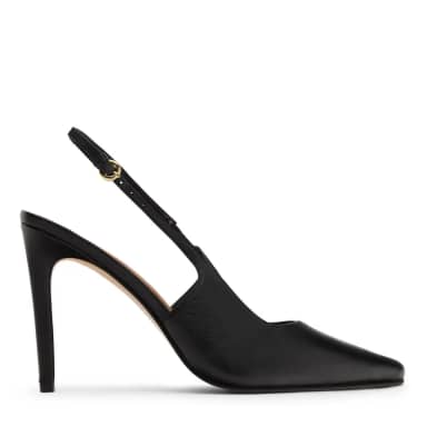 Zwarte leren slingback pumps