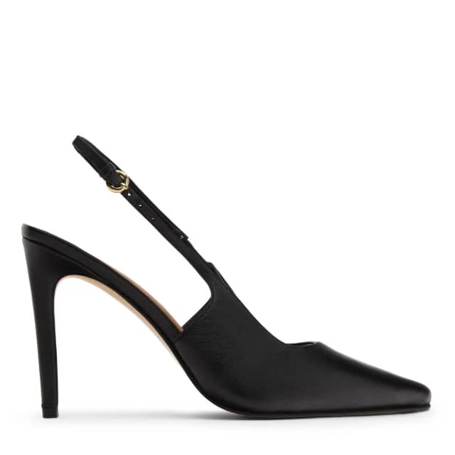 Sacha Zwarte leren slingback pumps