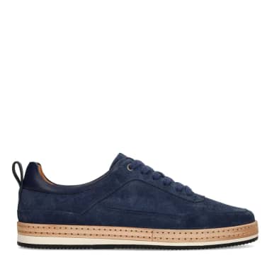 No Stress Donkerblauwe Suède Sneakers Met Veters
