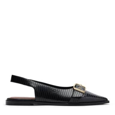 Zwarte leren buckle slingbacks