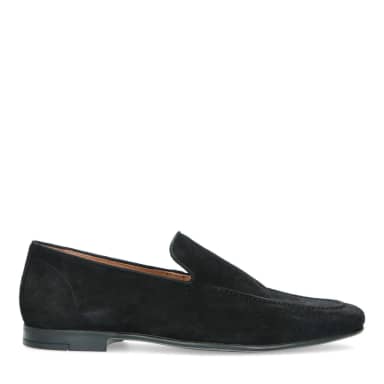 Manfield Zwarte Suède Loafers