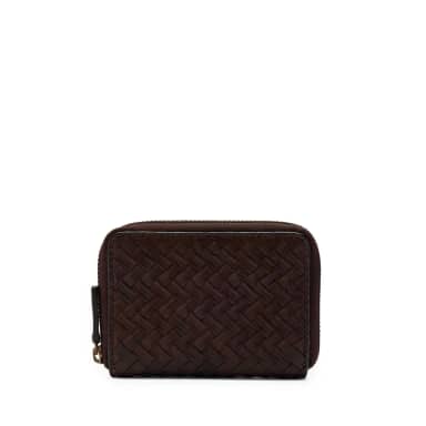 Manfield Manfield Bruine Leren Portemonnee Met Ritssluiting