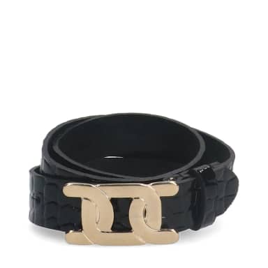 Manfield Manfield Zwarte Lakleren Crocoriem