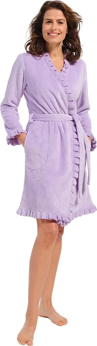 Rebelle Lila fleece kimono met ruffles