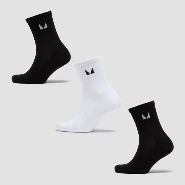 Myprotein MP Unisex Crew Socks (3 Pack) - Black/White - UK