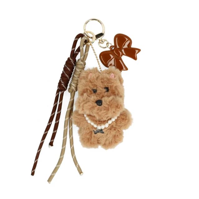 Manfield Dog bag charm met bruine korten