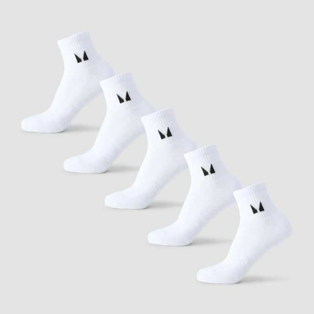 Myprotein MP Unisex Enkelsokken (5 Stuks) - Wit - UK