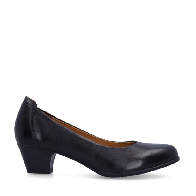 No Stress Zwarte Leren Pumps Met Lage Hak Van 4 Cm